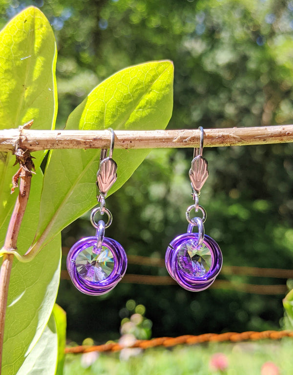 lavender Swarovski crystal earrings from Armatora Catena
