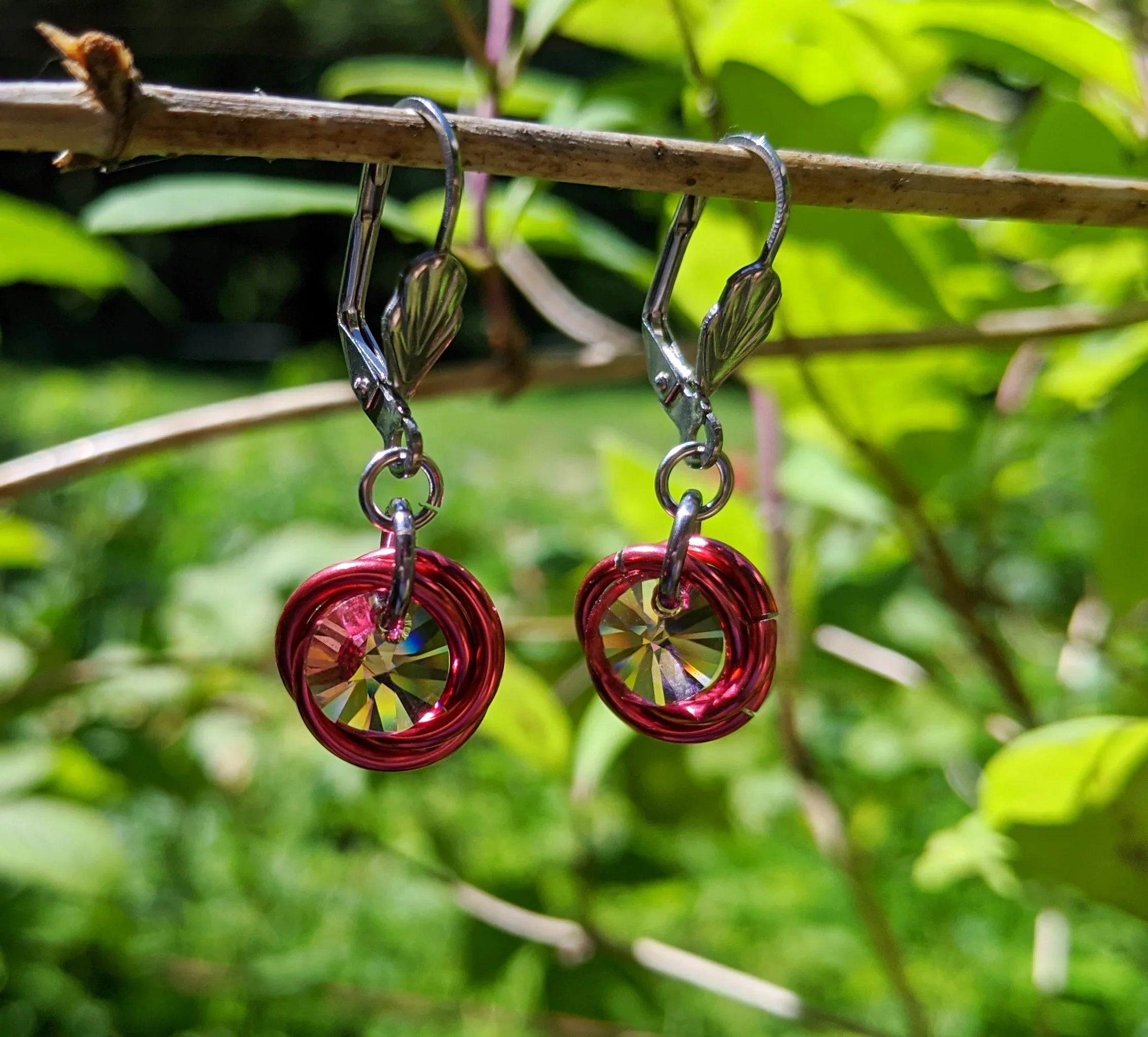 Pink Swarovski crystal earrings from Armatora Catena