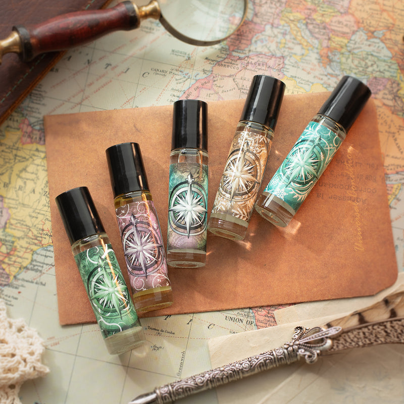 Compass Rose set of five 10ml Oil Rollerballs