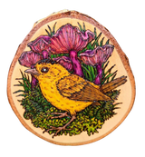 Hand-drawn Bird and Mushroom Vinyl Stickers by Forrest Chel Art