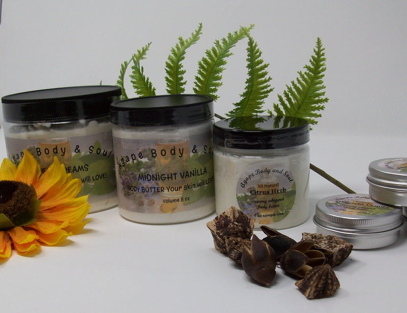 Sample set of Three Whipped Body Butters from Agape Body and Soul