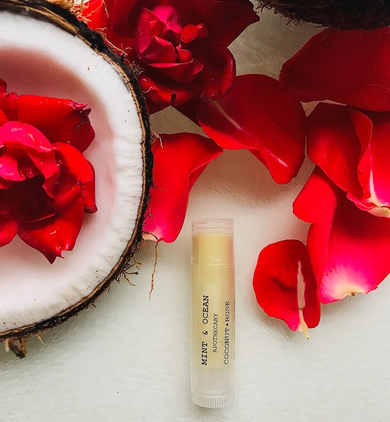 Coconut Rose Organic lip balm by Mint and Ocean