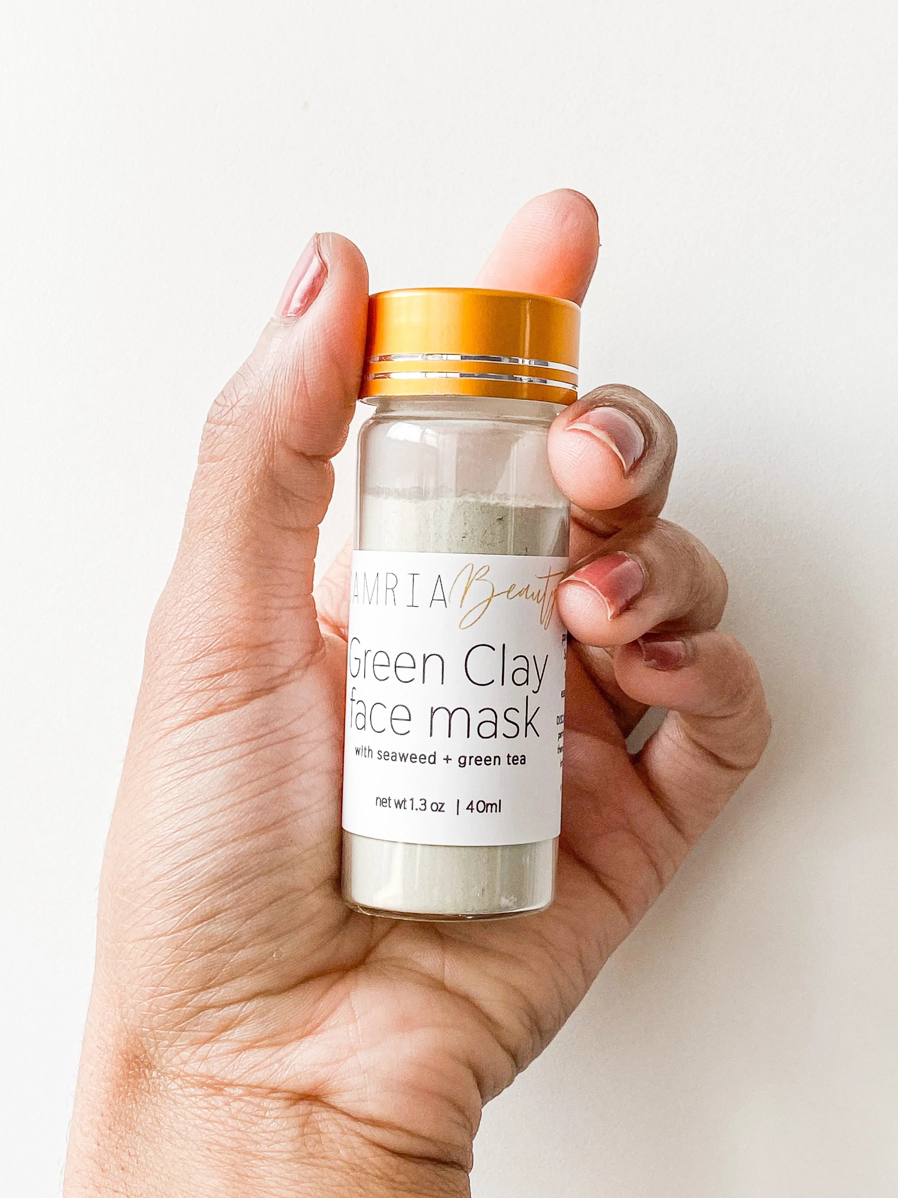 Green clay face mask by Camria Beauty